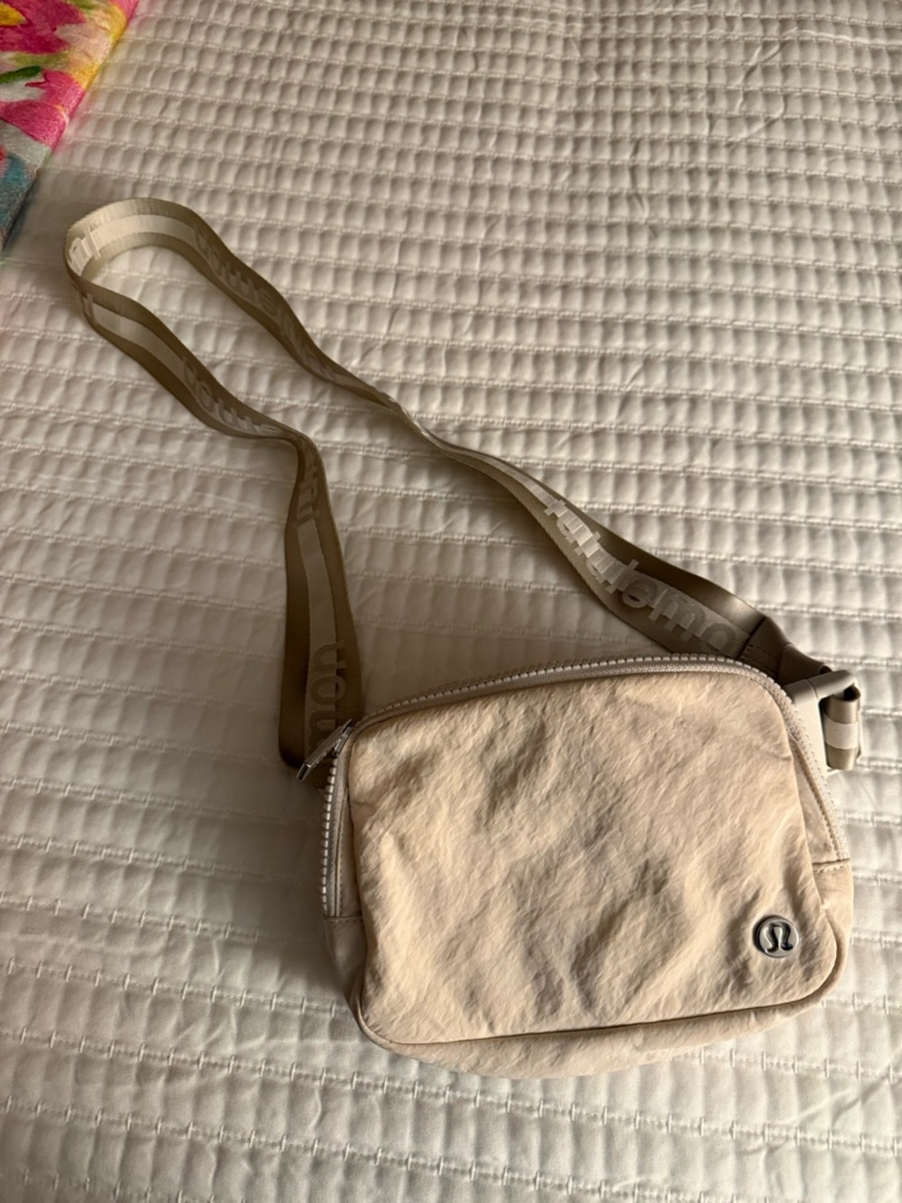 Lululemon Beige Crossbody Bag with Branded Strap